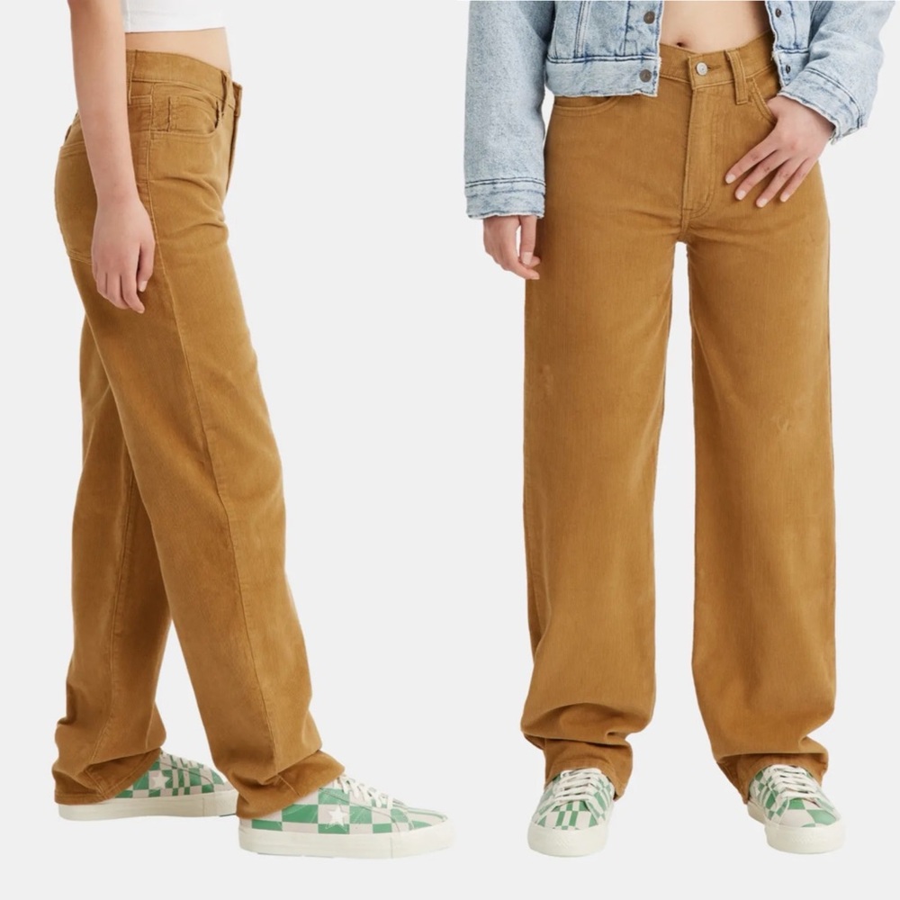 Levis 94 Baggy Dijon Corduroy Mid Rise Straight Leg Dad Jeans